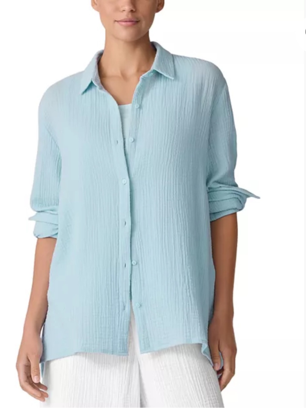 Eileen Fisher Classic Collar Easy Shirt Size Medium